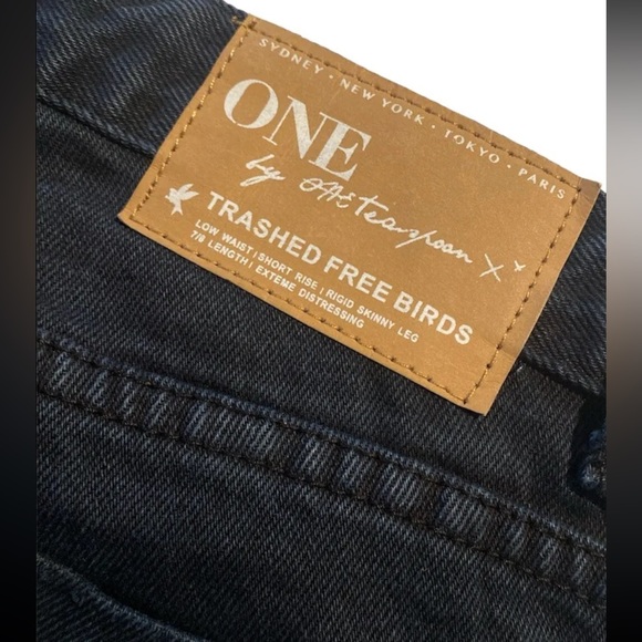 ONE TEASPOON Trashed Freebirds Zippered Ankle Black Size 25 - Picture 10 of 14